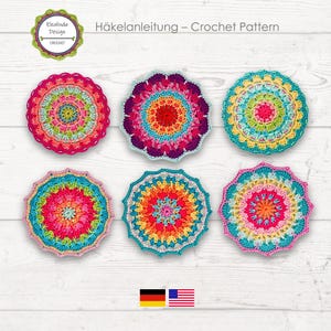 Crochet Pattern Mandala Mood Volume 2, Decorative Mandalas Boho Living, PDF English (US terms) coaster decor appliqué dreamcatcher