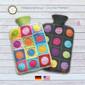 Häkelanleitung Hülle für Wärmflasche, Granny Squares Wärmflaschenhülle, Wärmflaschenbezug, PDF