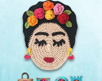 Crochet Pattern Mexican Beauty Woman with flower crown Floral Decoration Written Photo Tutorial, PDF ENGLISH (US terms)