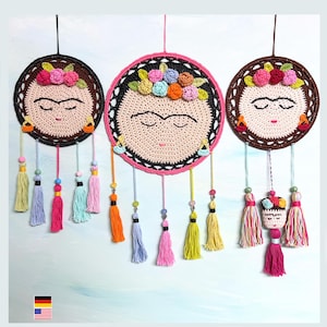 Crochet Pattern Dream Catcher Mexican Beauty, Home decor crochet Wall Hanging, ENGLISH (US Terms), 2 Sizes, PDF