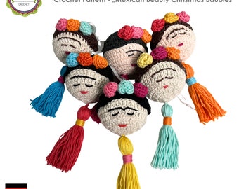 Crochet Pattern Christmas Ornaments Mexican Beauty Boho Christmas Baubles Decoration for Christmas season Crochet Ball, PDF Download