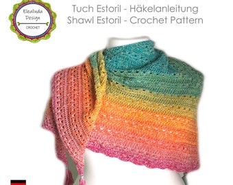 Crochet Tutorial - Shawl Estoril - Crochet Pattern - ENGLISH (US terms) - PDF - Instant Download