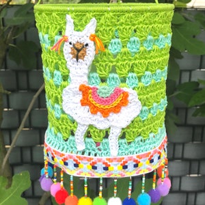 Crochet Pattern, Colorful Boho lantern, Incl. Alpaca Applique, Crochet Tutorial, PDF English US terms Espagnol image 2