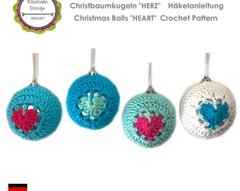 Crochet pattern Christmas ball Heart, Christmas ornaments, Xmas decor, Christmas tree decorations, PDF (US terms)