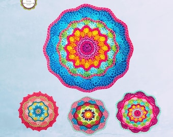 Crochet Pattern Mandala Mood, PDF Boho Living Tutorial, coaster, decor, appliqué, beginner-friendly crochet