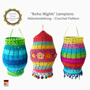 Crochet Patterns Boho Nights Lampion Crochet lantern pattern Boho Living decor Boho Lamp Crochet Tutorial garden decoration PDF (US terms)