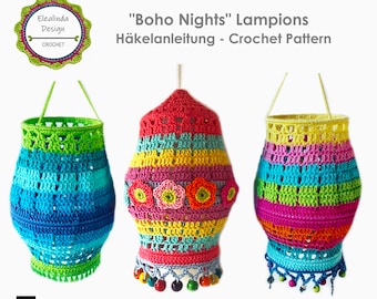 Crochet Tutorial Boho Nights Lampion Crochet lantern pattern Boho Living decor Boho Lamp Crochet Pattern garden decoration PDF (US terms)