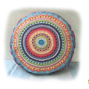 Crochet Pattern Round Cushion SUNRISE, Cushion With Crochet Application, incl. Sewing instructions PDF US terms image 9