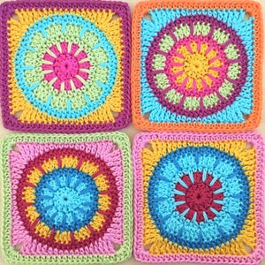 Häkelanleitung Granny Square, Modell Moxi, Häkelquadrat, für Häkeldecke, Quadrat, Kissen, PDF Bild 3