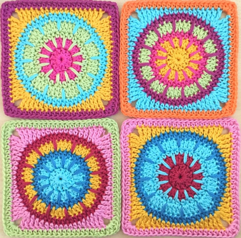 Häkelanleitung Granny Square, Modell Moxi, Häkelquadrat, für Häkeldecke, Quadrat, Kissen, PDF Bild 3