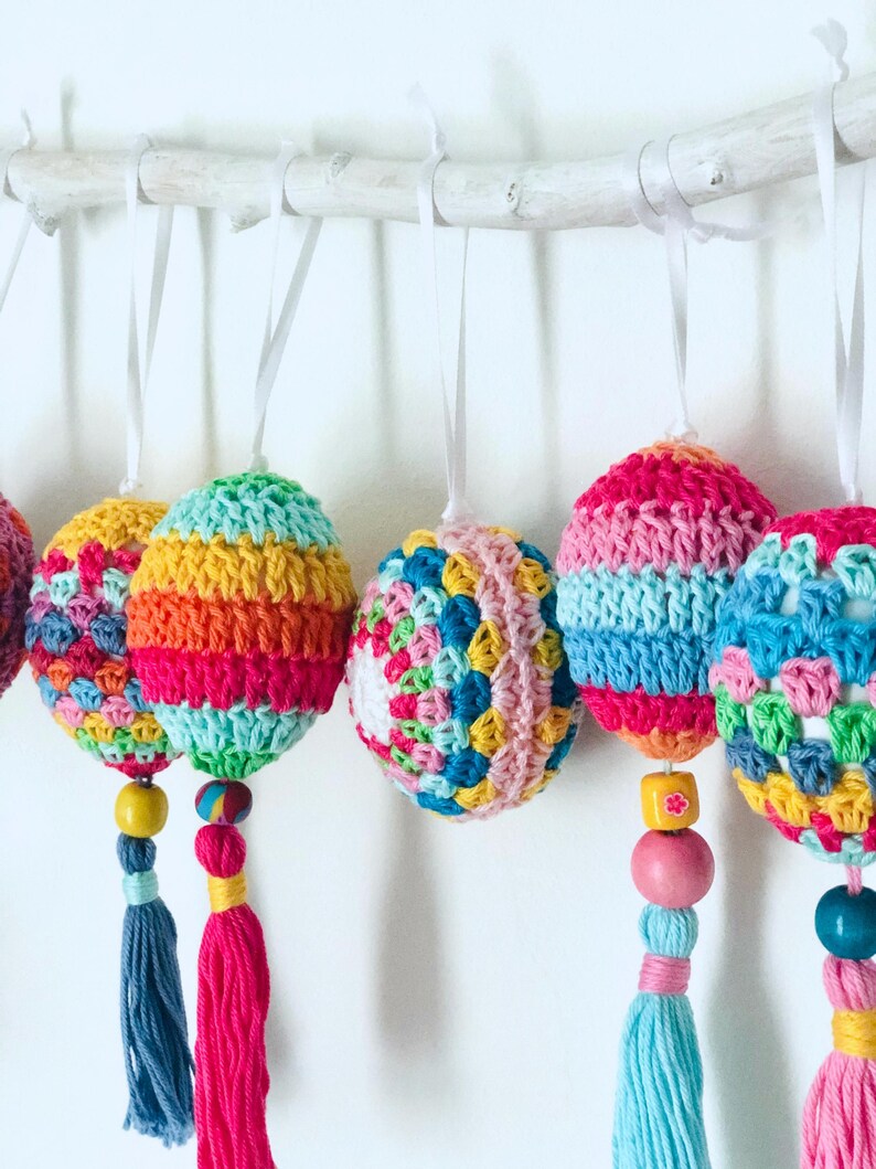 Häkelanleitung Ostereier Boho Osterdeko Häkelmuster Ostereier im Boho-Look Osterdekoration, Dekoration für Ostern, 3 Modelle, PDF Download Bild 13