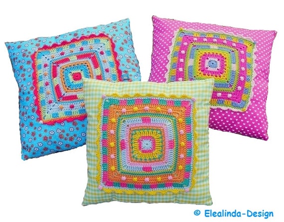 Big Granny Square Pillow Crochet Pattern Sewing Etsy