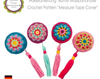 Crochet pattern, measure tape cover, roll measuring tape cover, colorful, gift idea, PDF Tutorial PDF English (US terms)