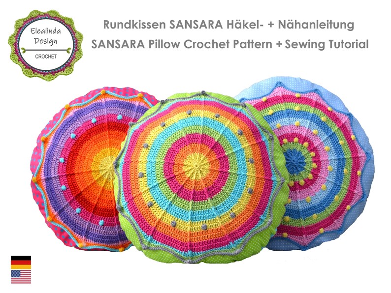 Crochet Pattern Round Pillow SANSARA PDF Photo Tutorial Etsy