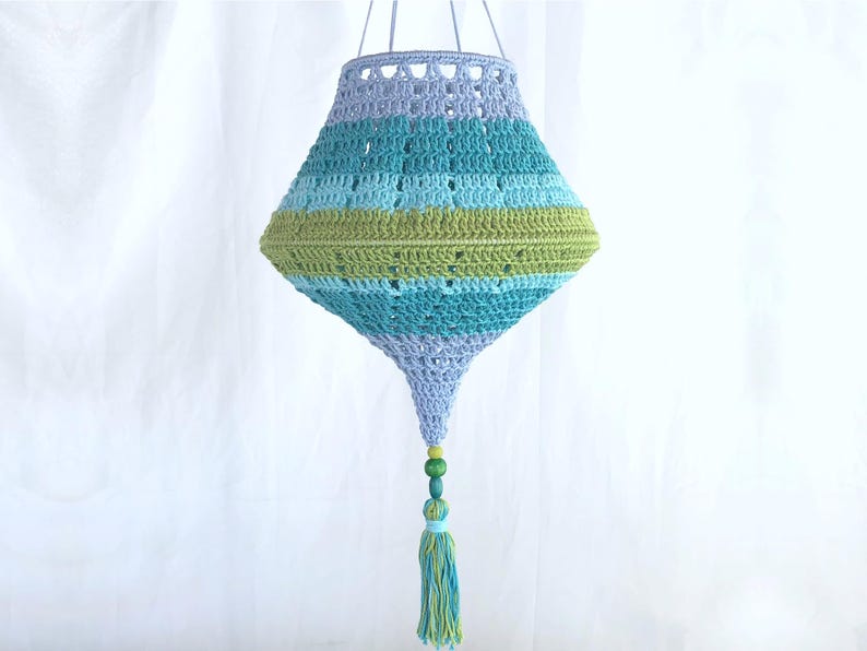 Crochet Pattern Boho Summer Lampions, crocheted lanterns tutorial, Boho Living lampshade,garden decoration, PDF image 12