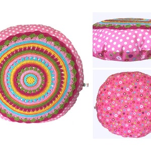 Crochet Pattern Round Cushion SUNRISE, Cushion With Crochet Application, incl. Sewing instructions PDF US terms image 5