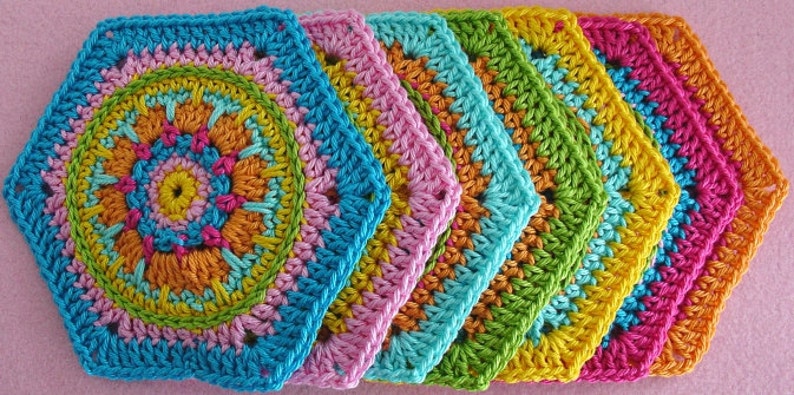 Häkelanleitung, Granny Square, Sechseck, Hexagon CRYSTAL, viele Bilder, anfängertauglich, PDF Bild 3