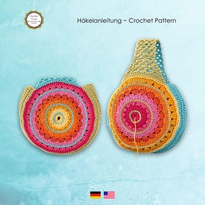 Häkelanleitung Bobbeltasche für Wolle, Wolltasche Handgelenktasche, PDF