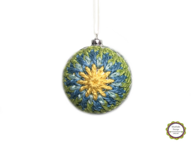 Crochet pattern Christmas baubles Boho Eclectic Design, Christmas Balls, Christmas decorations, Christmas tree decor, PDF US terms image 6