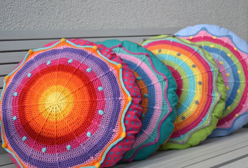 Crochet Pattern Round Pillow SANSARA PDF Photo Tutorial Etsy
