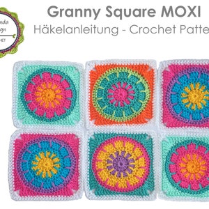 Häkelanleitung Granny Square, Modell Moxi, Häkelquadrat, für Häkeldecke, Quadrat, Kissen, PDF Bild 5