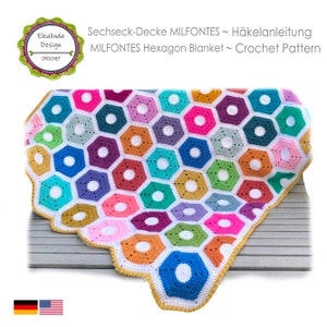 Crochet Pattern, Hexagon Blanket, MILFONTES Blanket, Hexagon, Granny Square Blanket, Boho Blanket, PDF English (US terms)