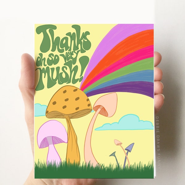 Mushroom Thank You Card - Thank You Card - Thank you Thank you very much - Rainbow Thank You Card -  Stationery Thank You - Thank You Note
