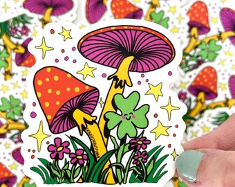 Hippie Magic Mushrooms Sticker, Toadstool Sticker, Trippy Mushroom Stickers, Trippy Art Stickers