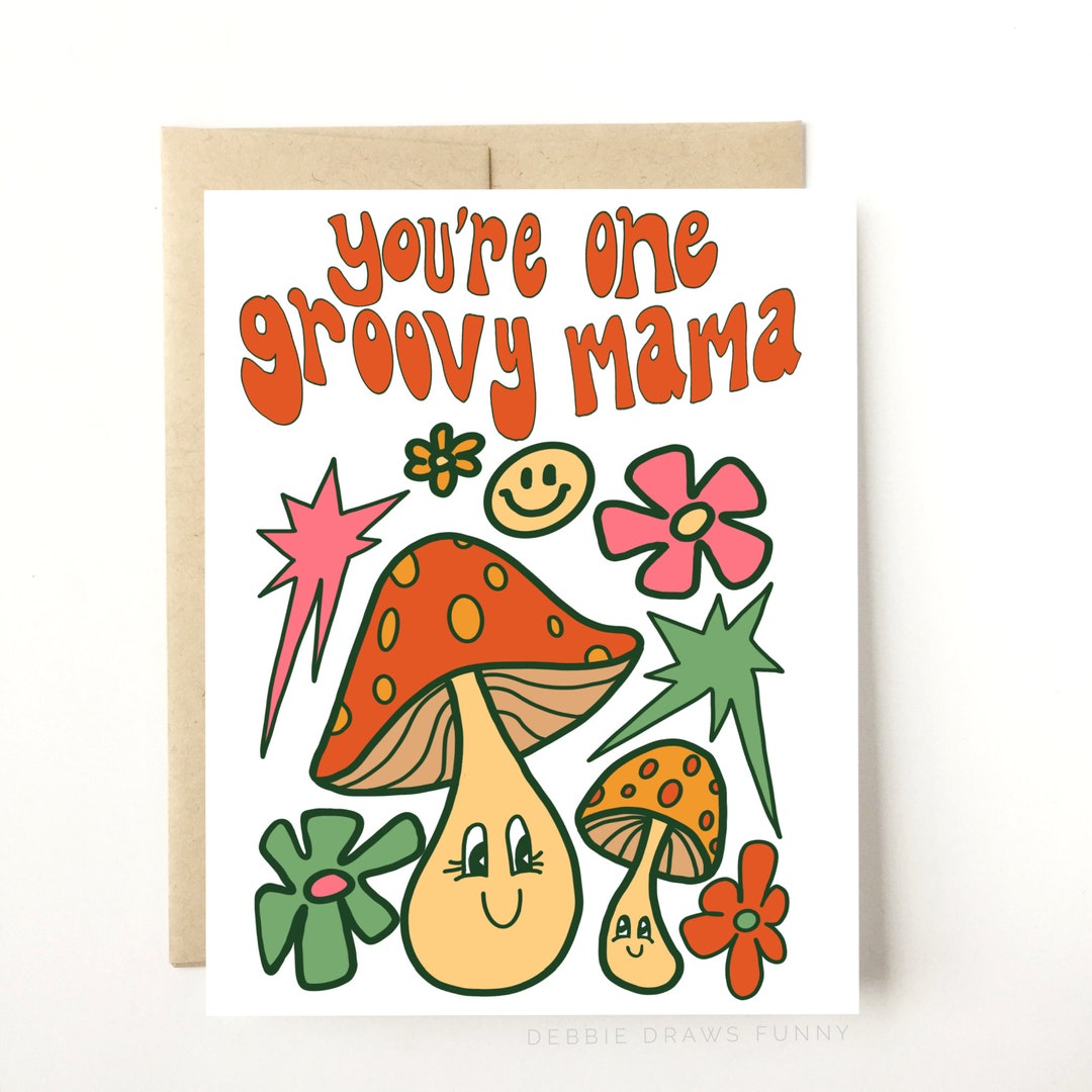 One Groovy Mama, Funny Mothers Day Card, Funny Card for Mom, Mom ...