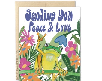 Sending You Peace and Love, Frog Card, Sending Sunshine Card, Long Distance Card, Support Card, Encouragement Card, Sending Hug