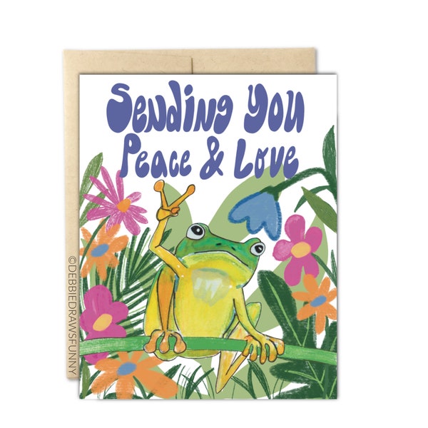 Sending You Peace and Love, Frog Card, Sending Sunshine Card, Long Distance Card, Support Card, Encouragement Card, Sending Hug