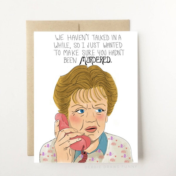 Murder She Wondered Card - Card for True Crime Lover - 80s nostalgia gifts - True Crime Gift - Just Because Card -  Funny Miss You Cards