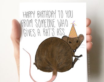 Rat's Ass Birthday Card, Funny Birthday Card, Boyfriend Birthday Card, Dad Birthday Card, Brother Birthday Card, Sister Birthday Card