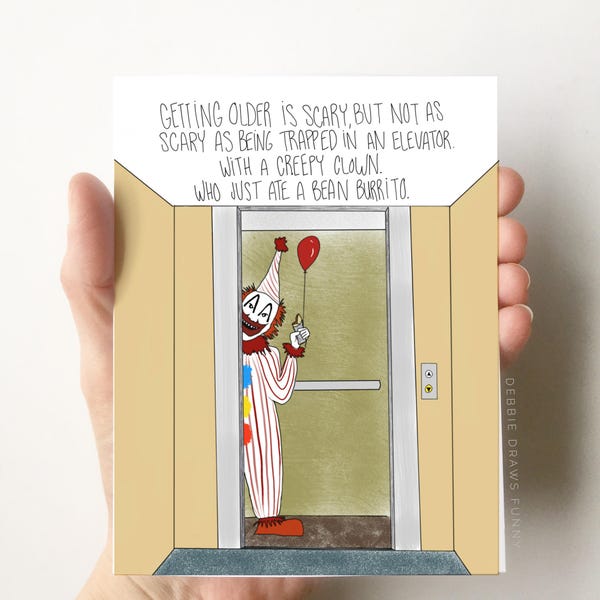 Creepy Clown Birthday Card - Funny Birthday Card - Boyfriend Birthday Card - Dad Birthday Card - Husband Birthday Card - Friend Birthday