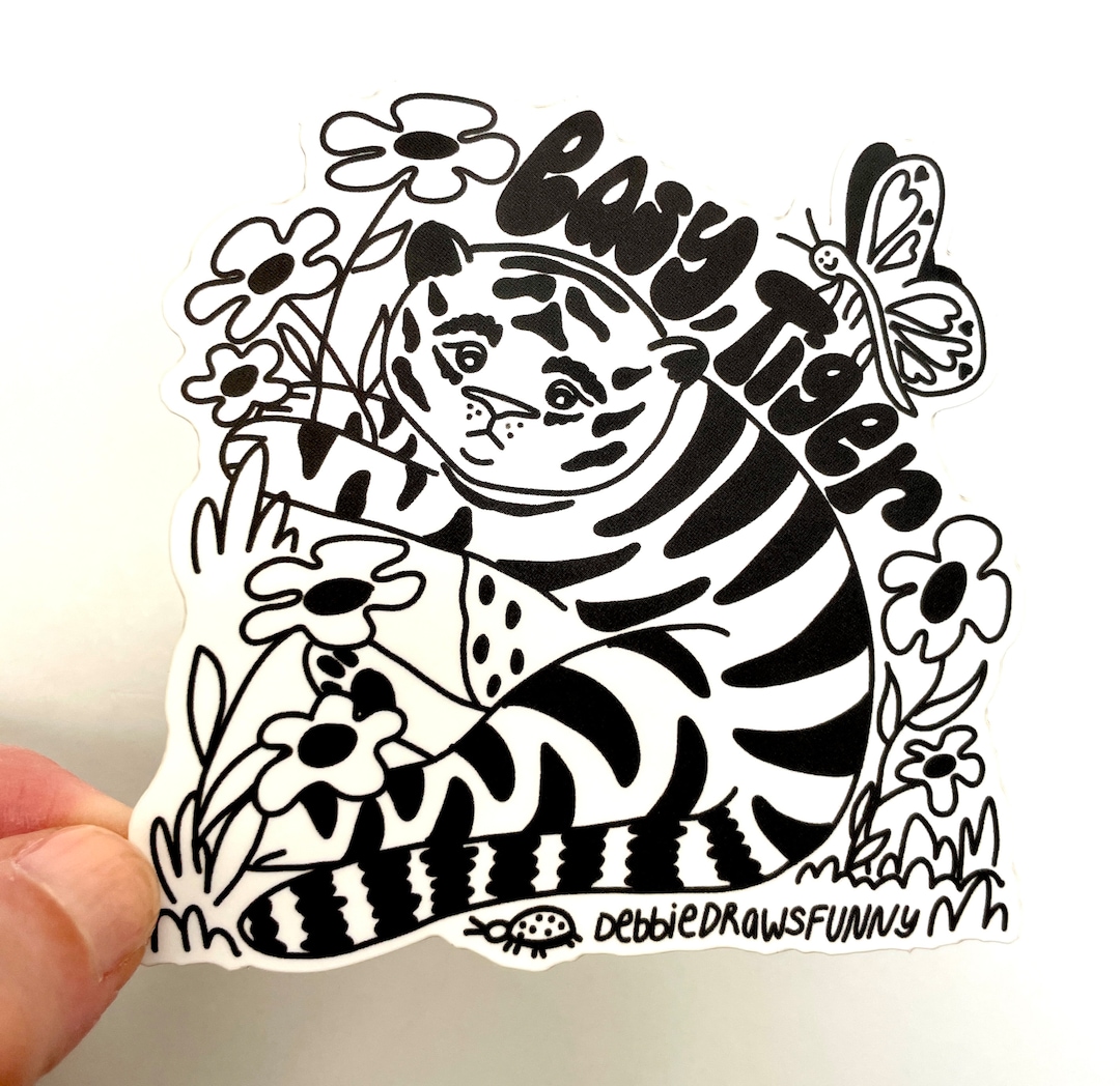 Easy Tiger Sticker, Tiger Sticker Cute, Take It Easy Tiger Sticker ...