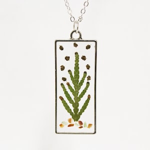 Pressed Cedar Resin Necklace: Montana Cedar & Cones, Antique Silver