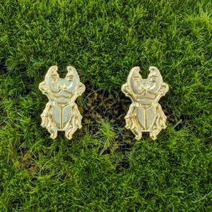 Brass Stag Beetle Small Stud Earrings