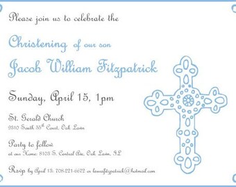 Baptism Invitation Printable- 5x7 Blue