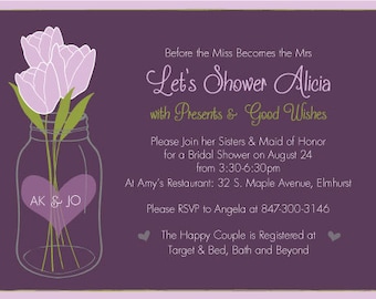 Bridal Shower PRINTABLE Invitation - PurpleTulips/Plum