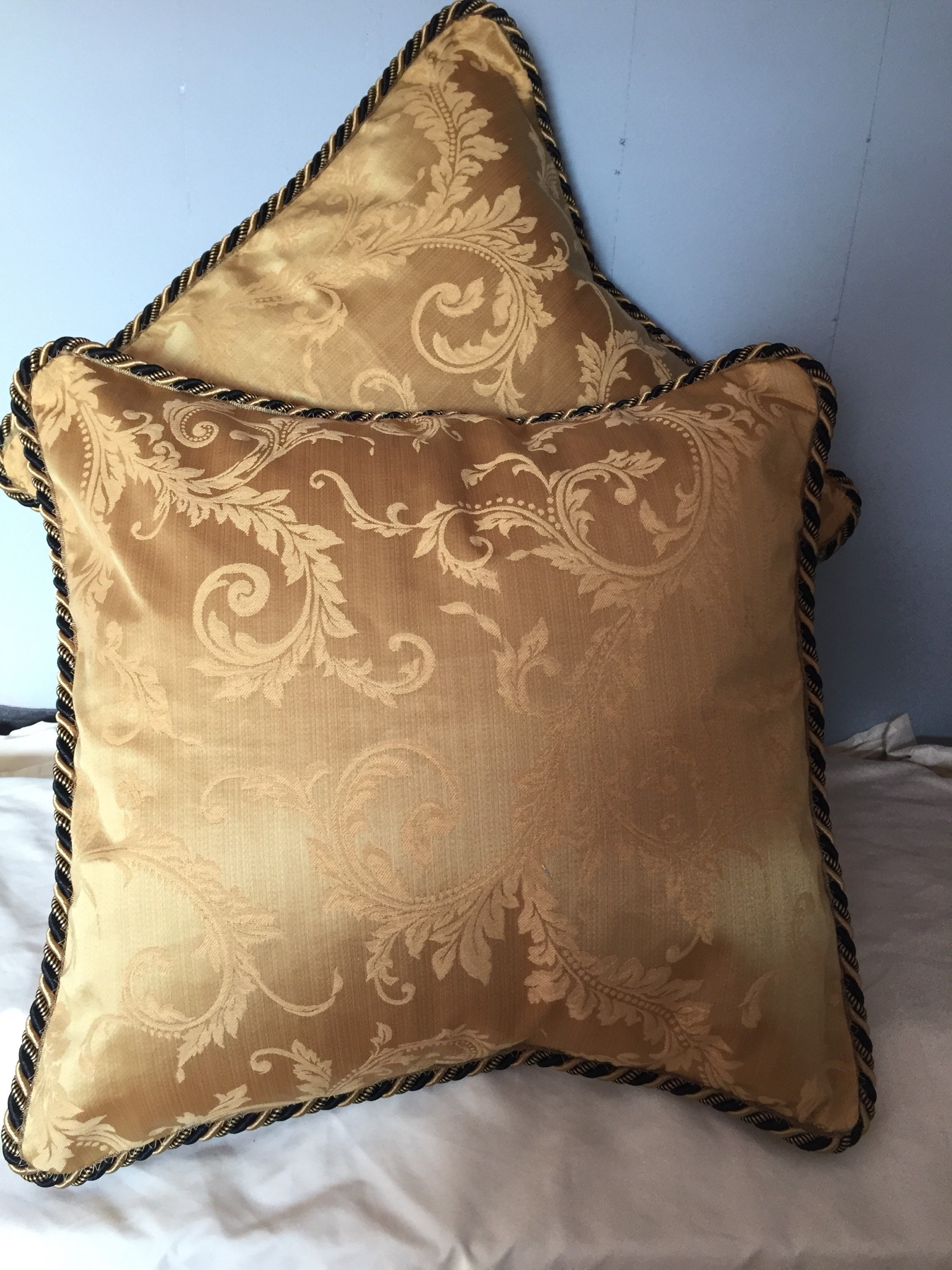Gold Pillow Covers With Black and Gold Cord Etsy Israel