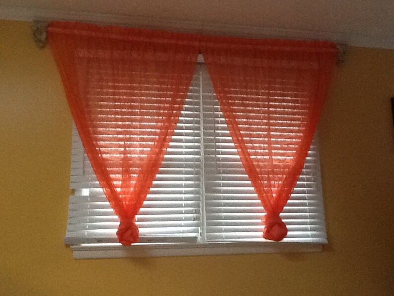 Bright Orange Lace Curtains Etsy
