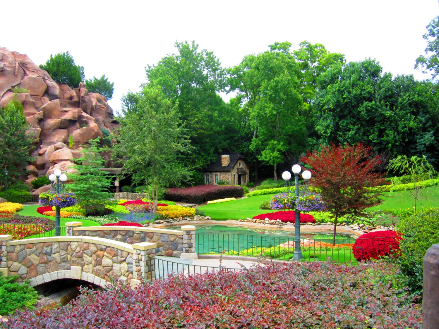 8X10 Photo Butchart Gardens, Disney World, Epcot, Garden Photography, Cottage Decor, Stone Cottage, Summer Landscape, Canada Print, Travel