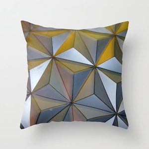 Epcot Ball Geometric Pillow Cover, Triangle Pillow, Silver Pillow, Photo Pillow Case, Disney World Pillow,16X16 Pillow Cover 18X18, Modern