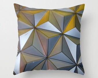 Epcot Ball Geometric Pillow Cover, Triangle Pillow, Silver Pillow, Photo Pillow Case, Disney World Pillow,16X16 Pillow Cover 18X18, Modern