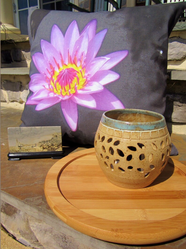 Water Lily Pillow, Lotus Flower Pillow, Purple Pillow Cover, Floral Pillowcase, Zen Decor, Lily