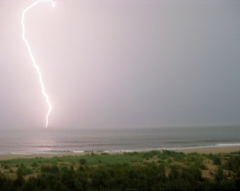 Lightning Bolt over the Ocean 8X10 photo, Storm Clouds, Lightning Strike, Nautical Decor, Ocean City Maryland, Nautical Art, Beach House Art