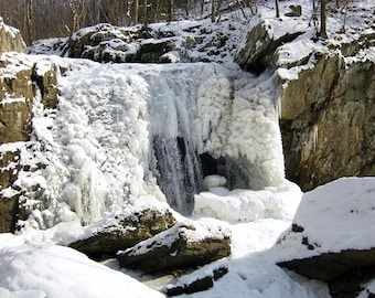 Frozen Waterfall 8X10 Photo, Winter Wonderland, Winter Landscape, Rustic Cabin Decor, Snow Photography, Icicle, Ice Photo, Kilgore Falls