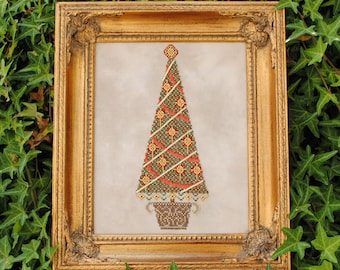 Christmas Cross Stitch Instant Download PDF Pattern "Beaded Elegance" X Stitch. Counted Embroidery Design. Yule Tree. X mas DIY Decor.
