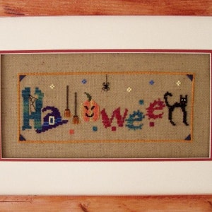 Halloween Cross Stitch Instant Download PDF Pattern. Counted Embroidery Design Whimsical Fun X Stitch Autumn Fall DIY Home Decor