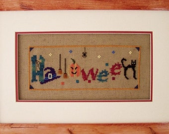 Halloween Cross Stitch Instant Download PDF Pattern. Counted Embroidery Design Whimsical Fun X Stitch Autumn Fall DIY Home Decor